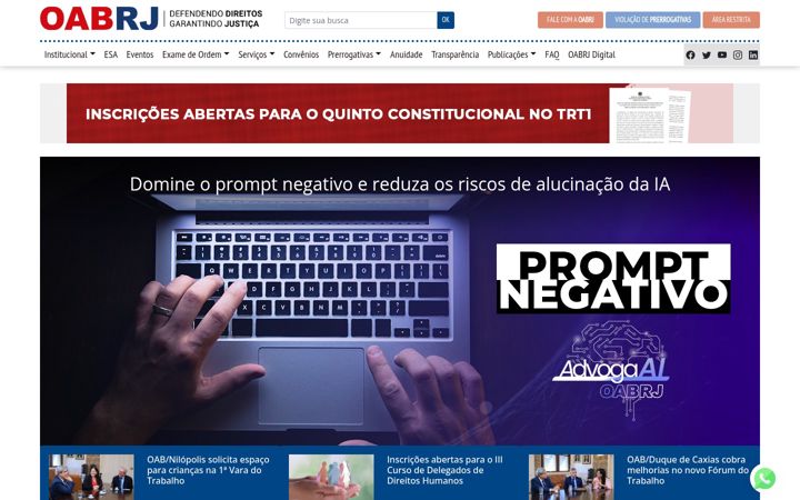 Screenshot of oabrj.org.br