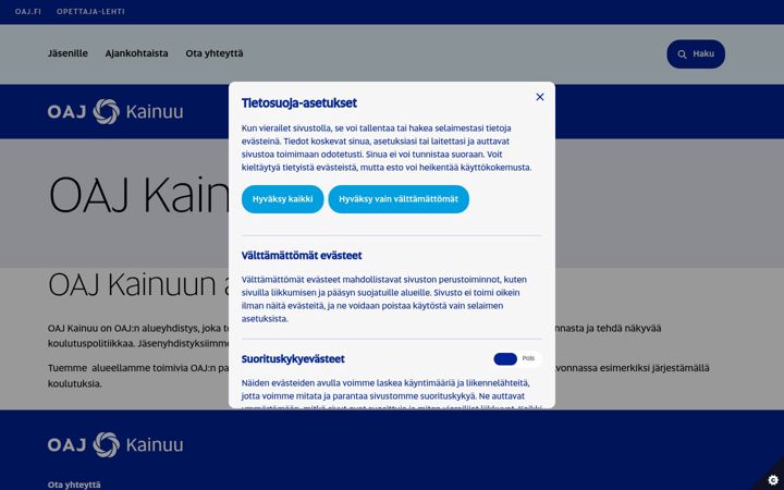 Ekrano kopija oajkainuu.fi