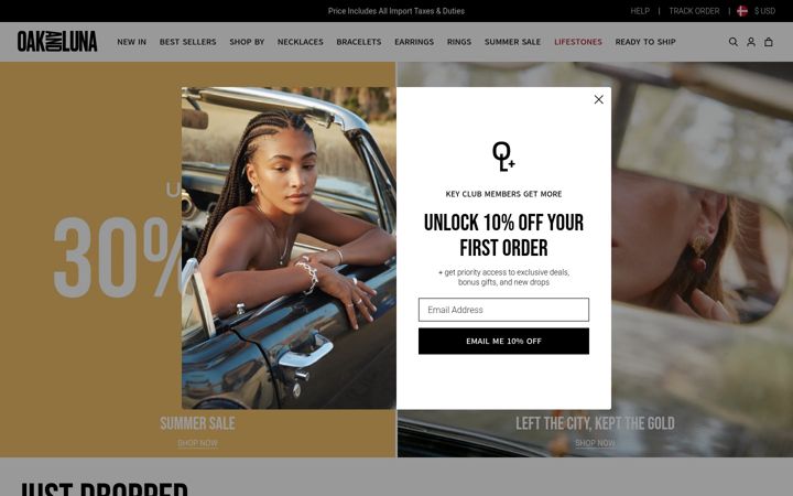 Screenshot of oakandluna.com