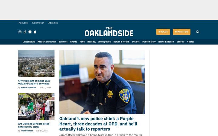Screenshot of oaklandside.org