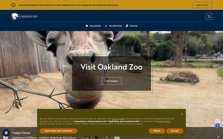 Screenshot of oaklandzoo.org