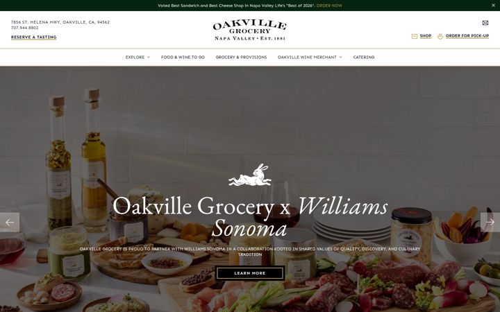 Kuvakaappaus sivustosta oakvillegrocery.com