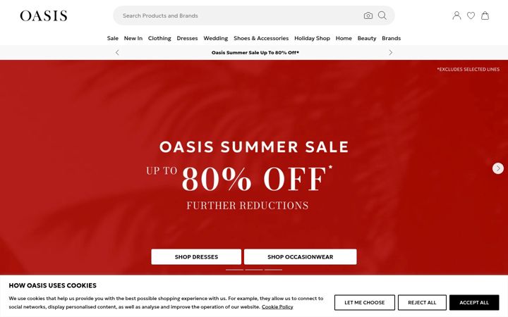 Screenshot of oasisfashion.com