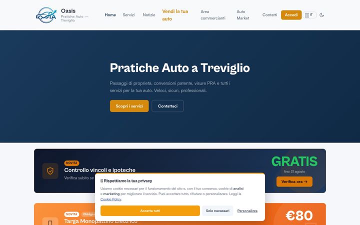 Screenshot ta' oasispraticauto.it