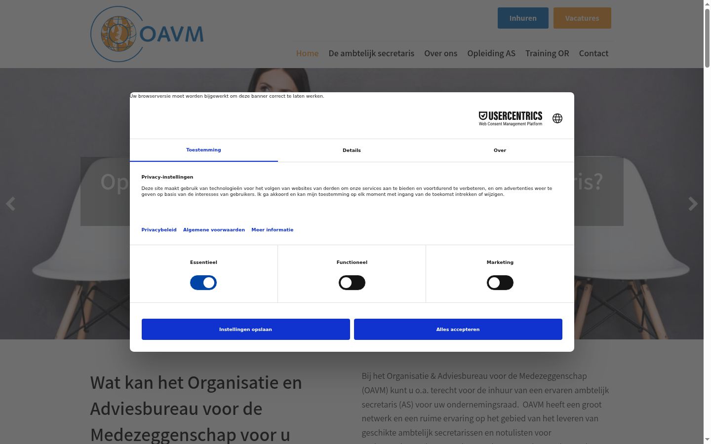 Screenshot tal-banner tal-kunsens muri qabel kwalunkwe interazzjoni