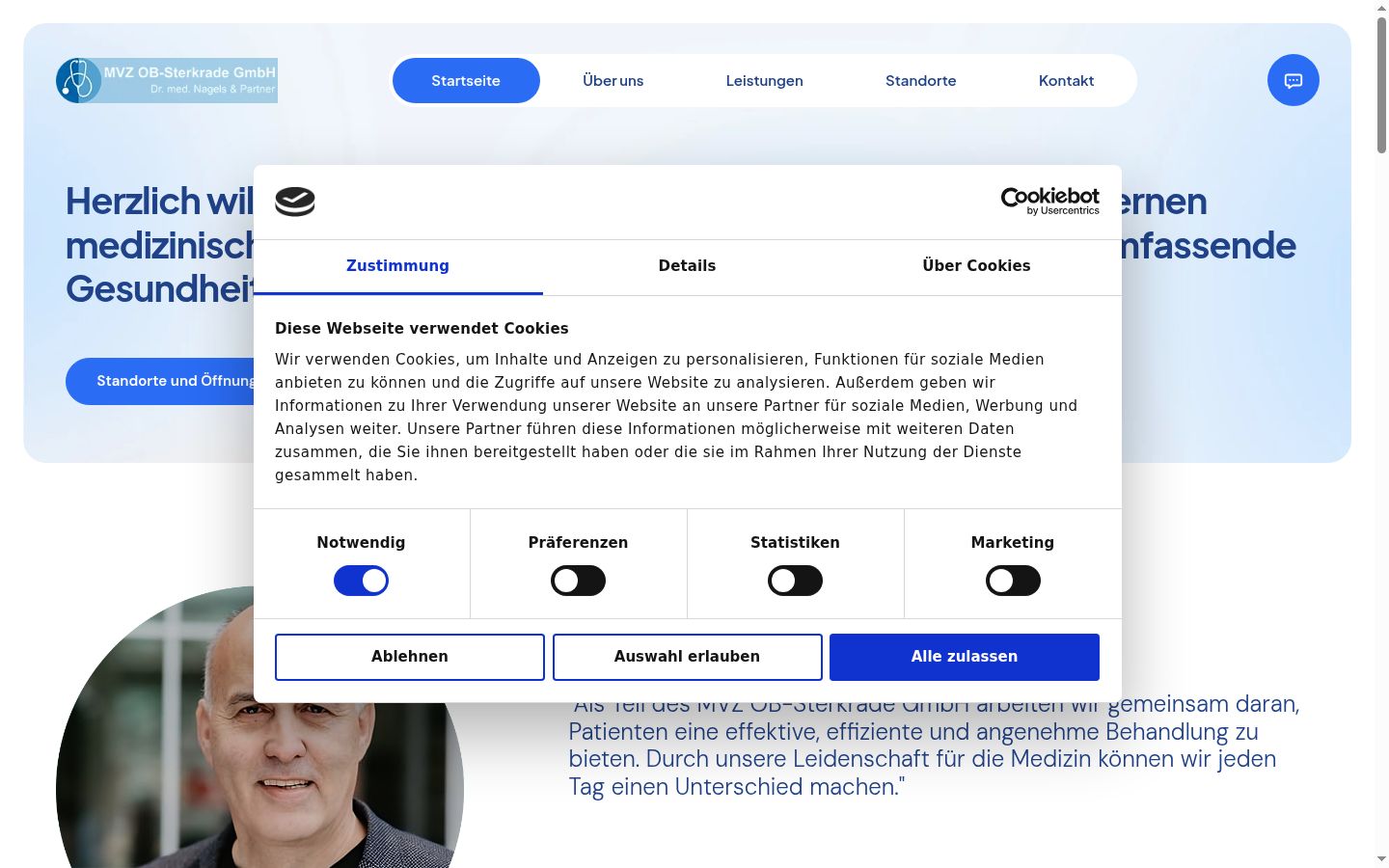 Screenshot van de toestemmingsbanner zoals getoond vóór enige interactie