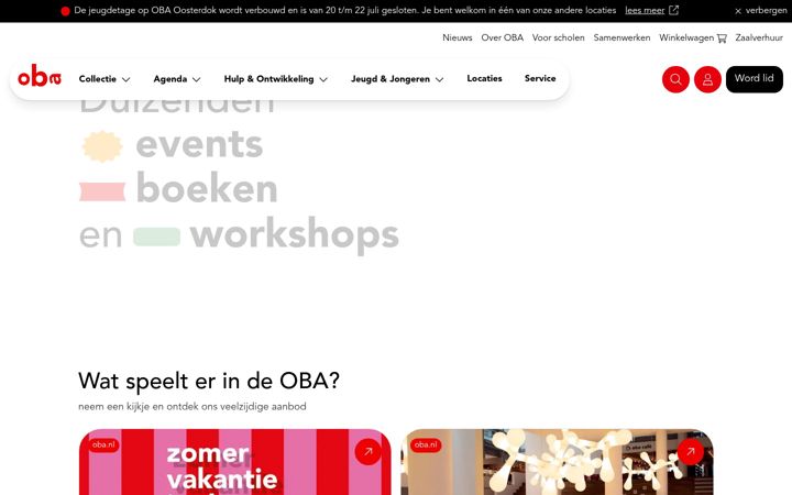 Screenshot of oba.nl