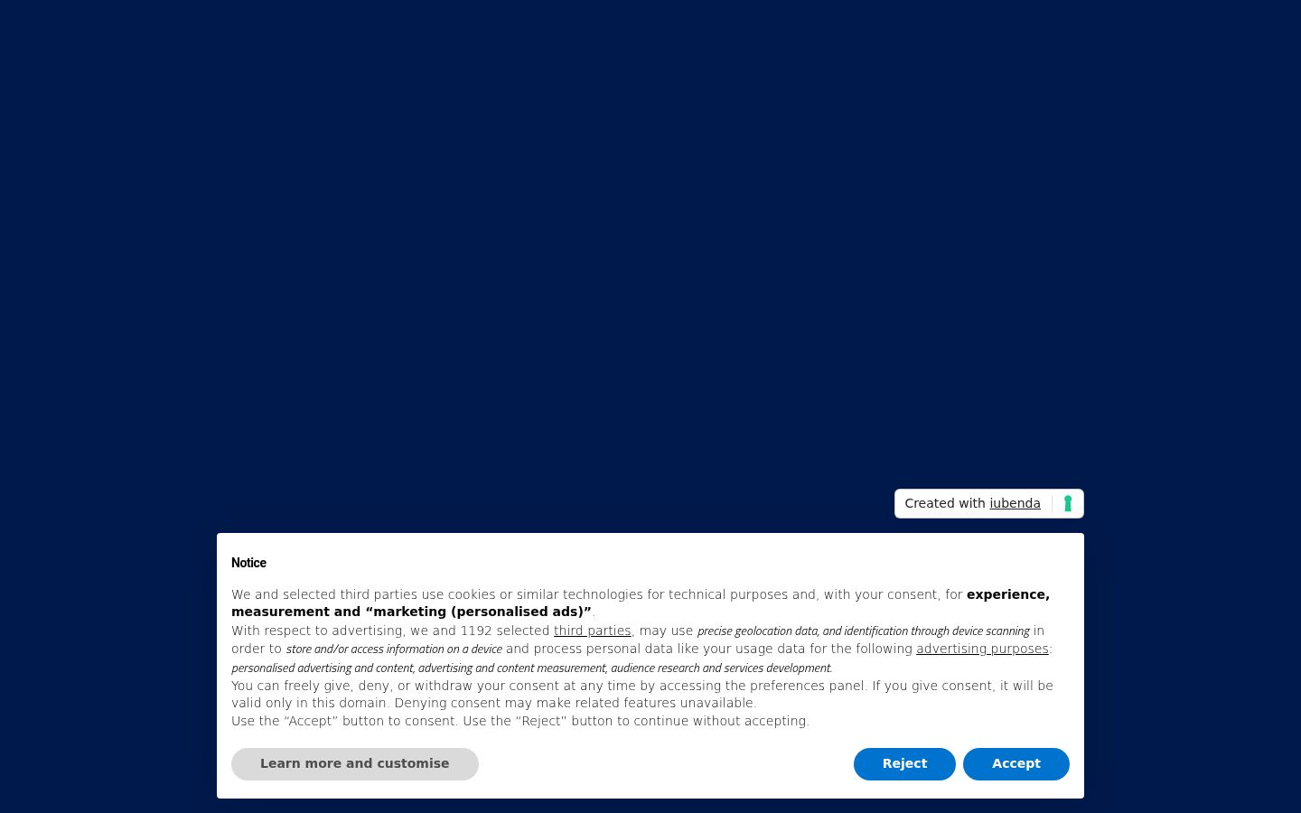 Screenshot of the consent banner shown before any interaction