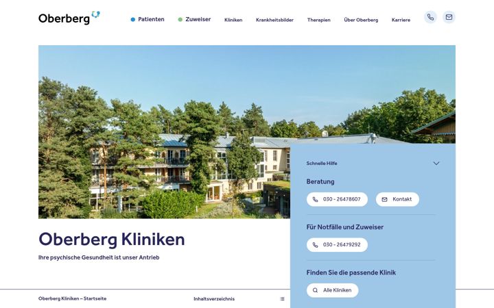 Screenshot of oberbergkliniken.de