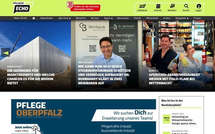 Screenshot of oberpfalzecho.de