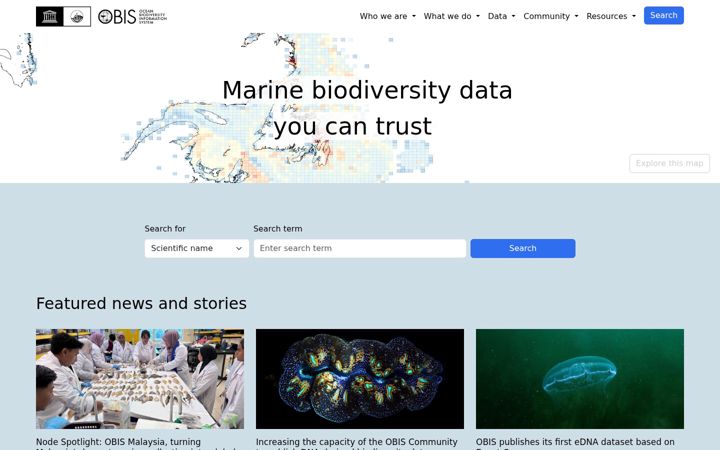 Screenshot of obis.org