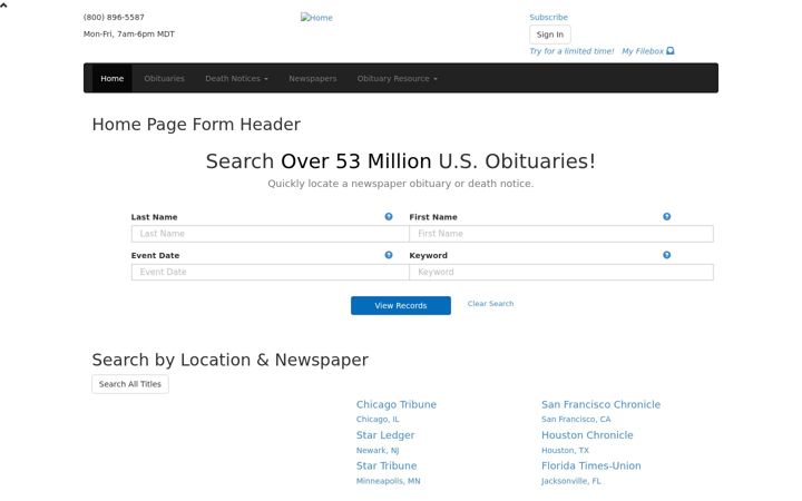 Screenshot of obitsarchive.com