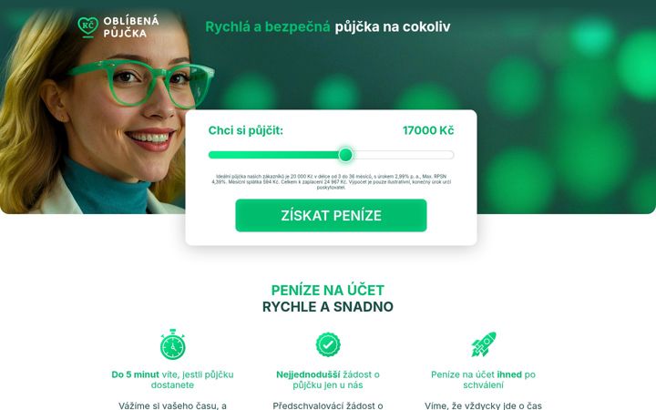 Screenshot of oblibenapujcka.cz
