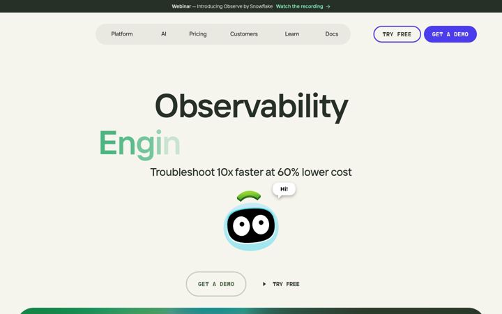 Screenshot di observeinc.com