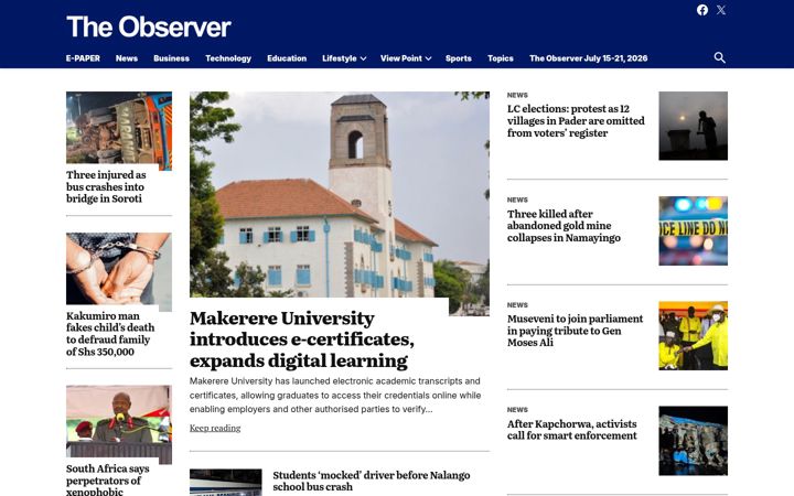Skärmbild av observer.ug