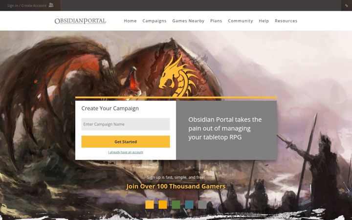 Zrzut ekranu obsidianportal.com
