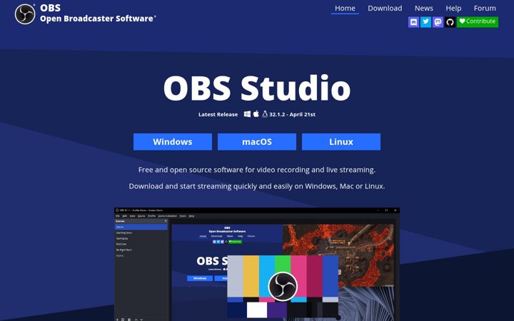 Snímek obrazovky obsproject.com