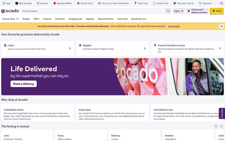 Ekrano kopija ocado.com