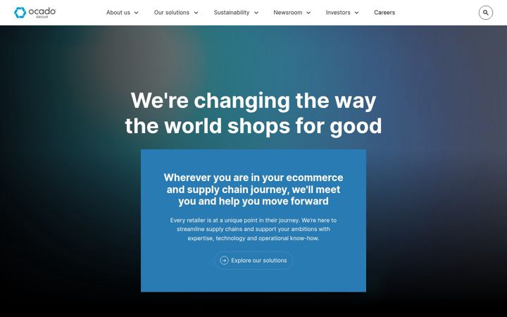 Screenshot van ocadogroup.com