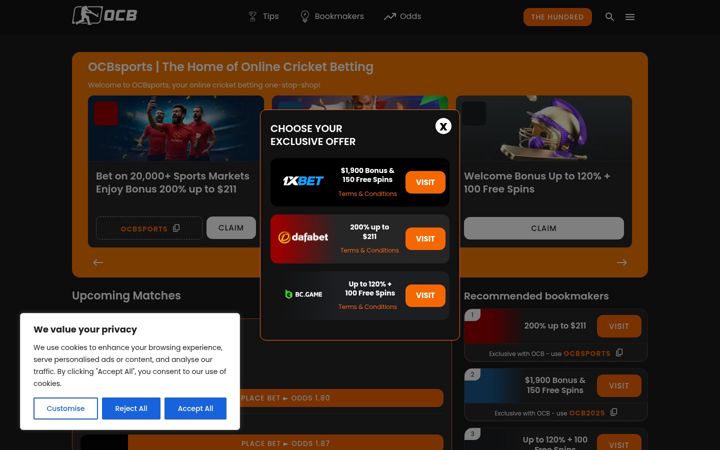 Screenshot of ocbsports.com