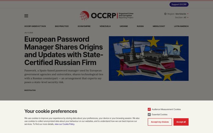 Screenshot van occrp.org