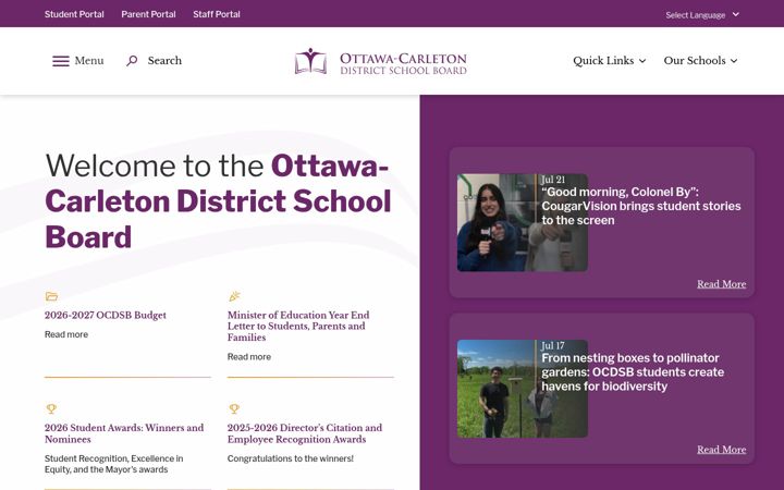Screenshot of ocdsb.ca