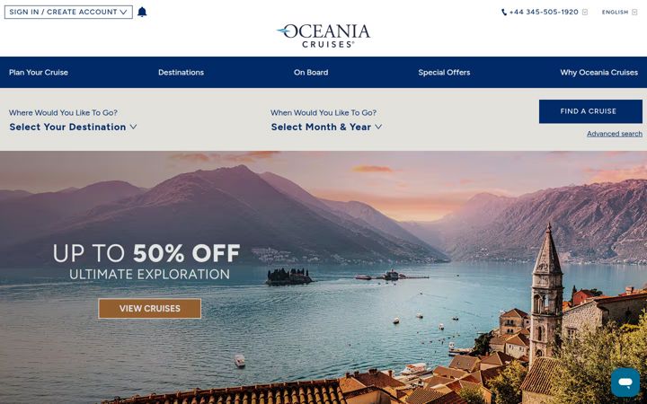 Screenshot di oceaniacruises.com