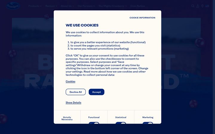 Screenshot of oceanspray.com