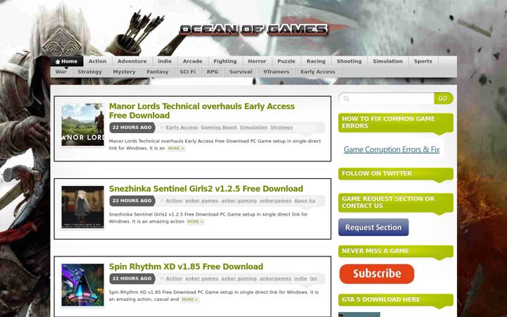 Screenshot von oceantogames.com
