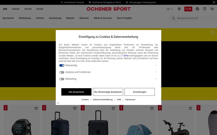 Screenshot of ochsnersport.ch