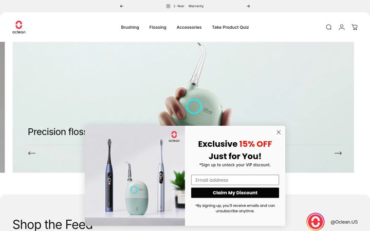 Skjámynd af oclean.com