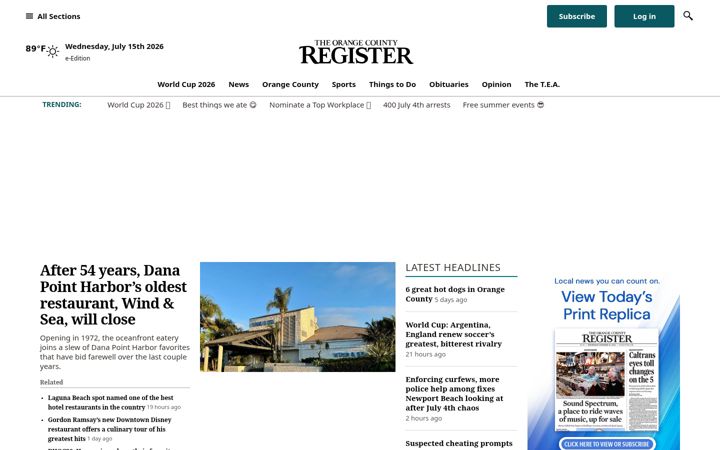 Snimka zaslona za ocregister.com