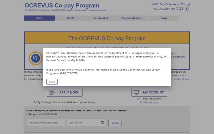 Screenshot of ocrevuscopay.com