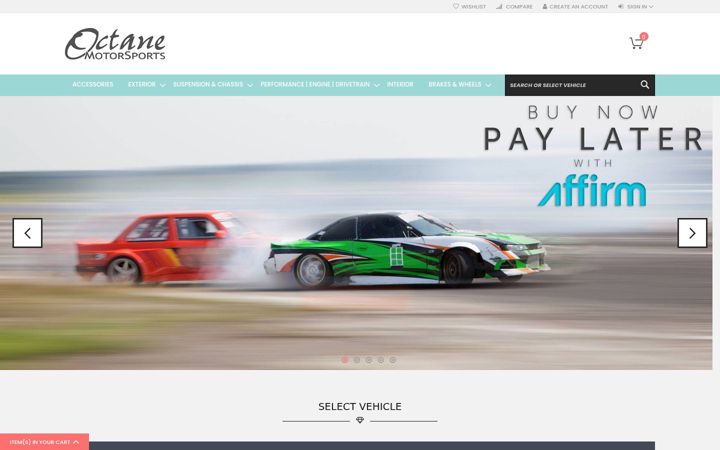Screenshot of octanemotorsports.com