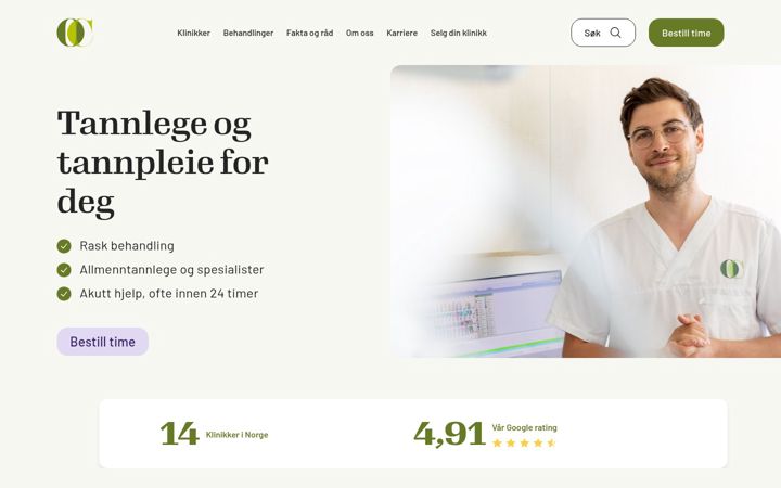 Ekrano kopija octannklinikker.no