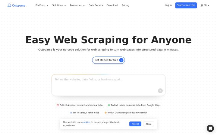 Screenshot of octoparse.com