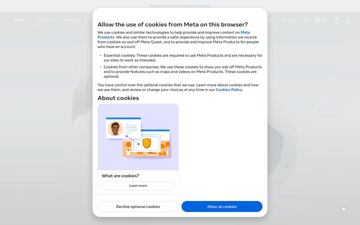 Screenshot ta' oculus.com