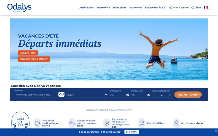 Screenshot of odalys-vacances.com