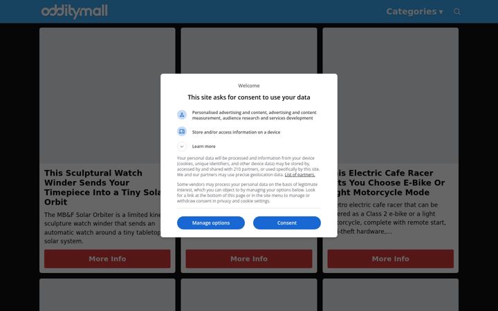 Screenshot of odditymall.com