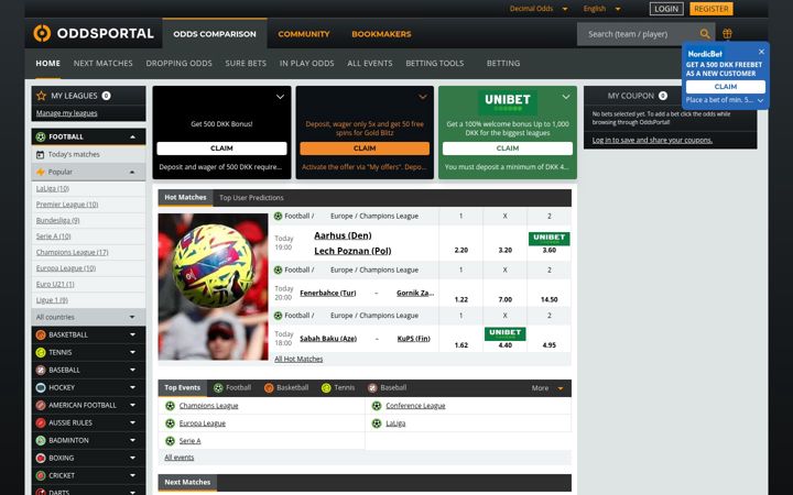Screenshot of oddsportal2.com