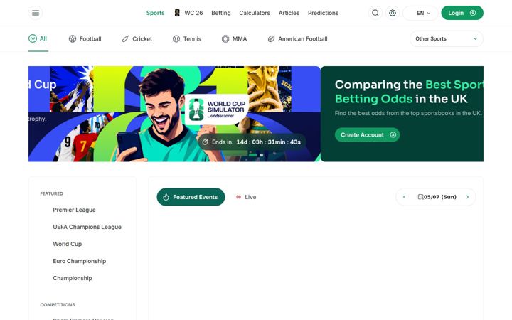 Screenshot of oddsscanner.com