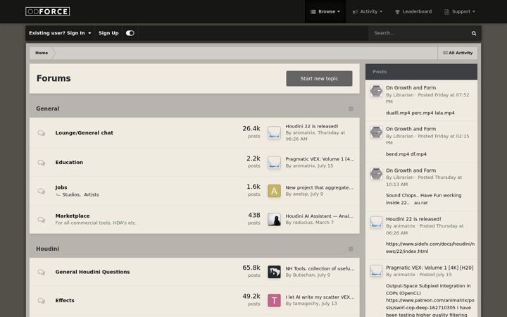 Screenshot of odforce.net