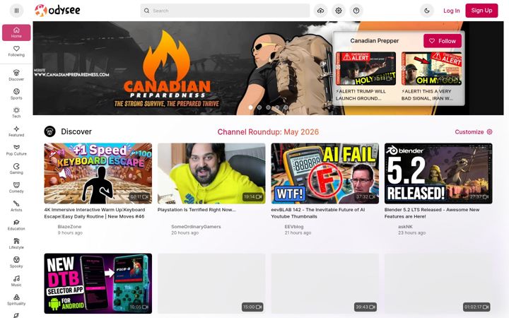 Screenshot von odysee.com