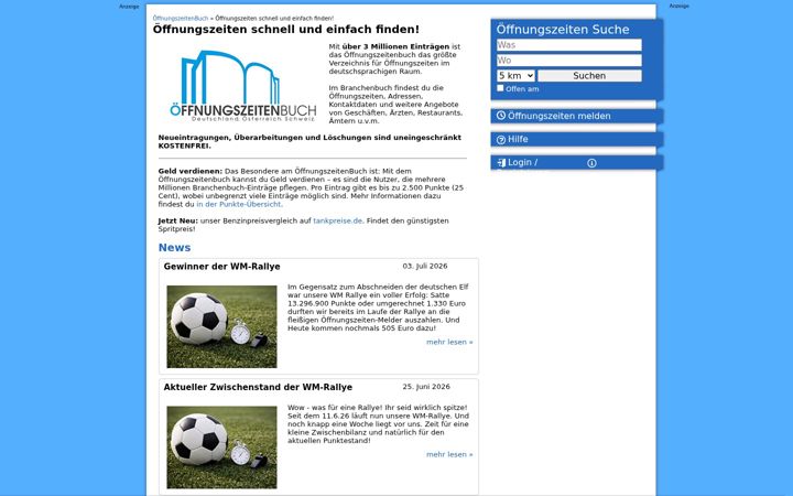 Screenshot of oeffnungszeitenbuch.de
