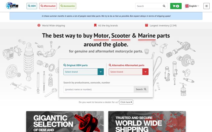 Screenshot di oemmotorparts.com