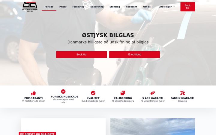 Екранна снимка на oestjyskbilglas.dk