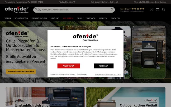 Screenshot of ofen.de