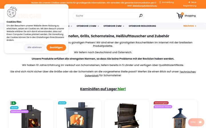 Screenshot of ofenrohr.eu
