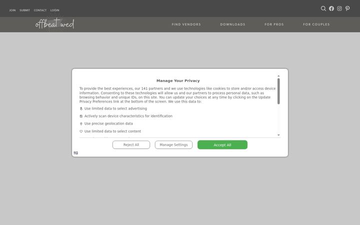 Screenshot of offbeatwed.com