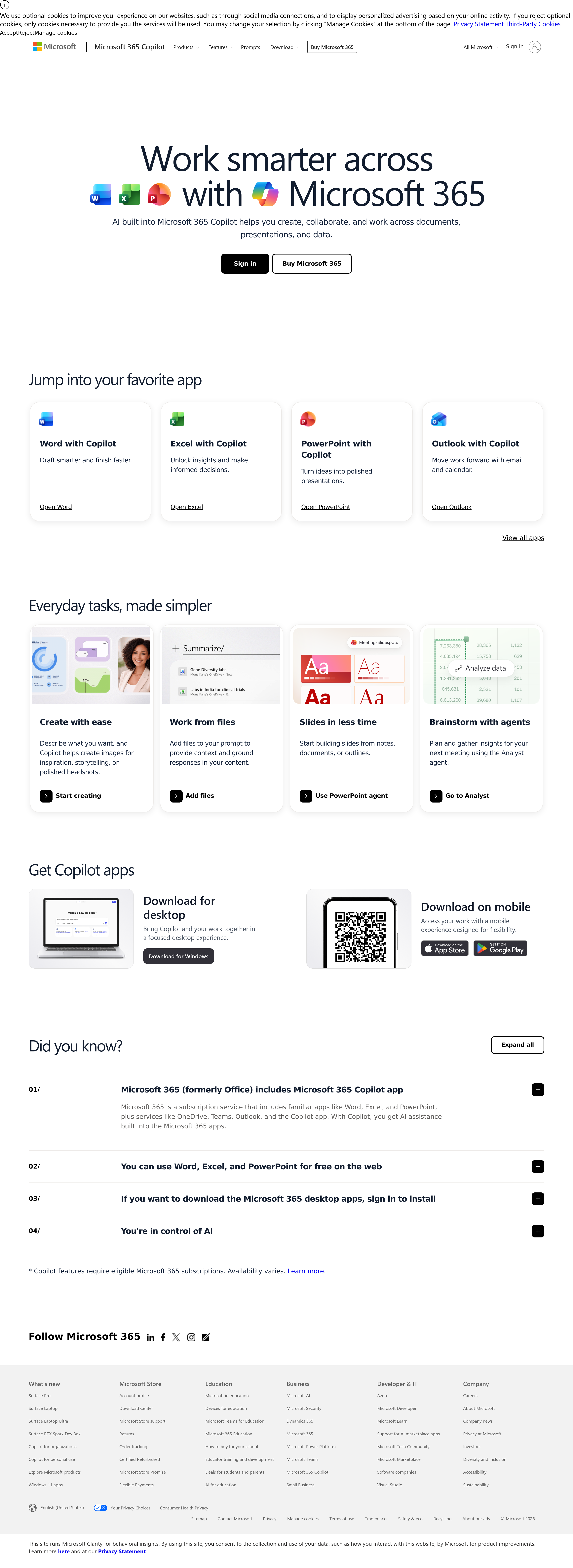 Screenshot of office.com
